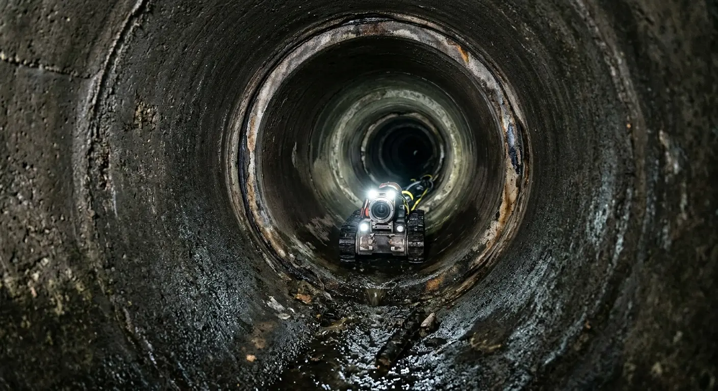 Robotic sewer camera inspecting pipe interior for Sewer Line Repair in Timberlane